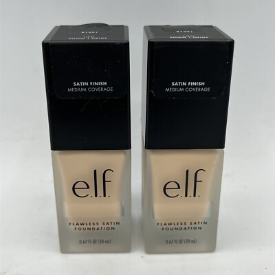 (2) Elf Flawless Satin Foundation 130 SNOW Cool Pink Undertones Medium Coverage