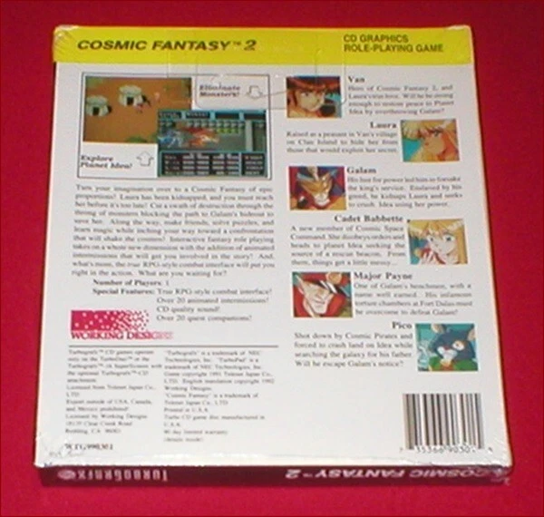 Cosmic Fantasy 2 for the Turbo Grafx 16 CD Duo System NEW SEALED - Image 2 of 4