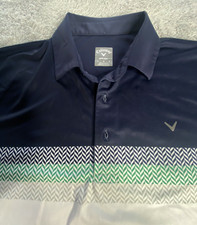 Callaway Opti-Dri Shirt Men Large Golf Performance Polo Stretch White Blue Green