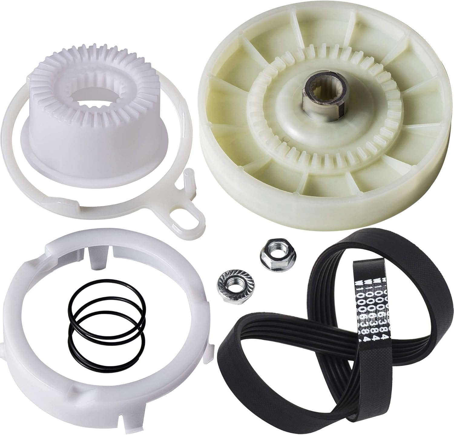Ultra Durable W10721967 & W10006384 Pulley Clutch Kit with Drive Belt Replaceme
