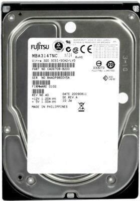 FESTPLATTE FUJITSU MBA3147NC 147GB 15000U/min SCSI 80-PIN 16MB CACHE 3.5'' Zoll