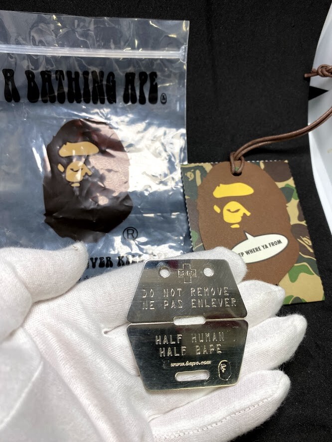A BATHING APE BAPE SILVER Dog Tag Necklace Top Japan Limited