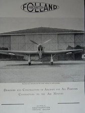 c1945 WW2 BRITISH Advertisement FOLLAND AIRCRAFT LTD - HAMBLE SOUTHAMPTON - UK