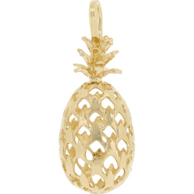 14 Karat Yellow Gold Pineapple Open Puffed Charm 31mm