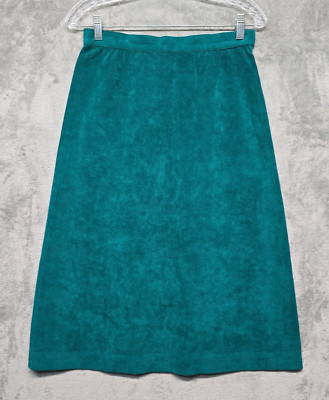 Vintage Designer Images Skirt Womens Size 10 Green Suede Leather USA