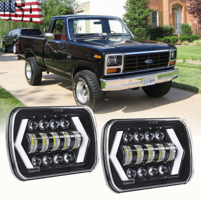 1Pair For Ford F-150 1981 1982 1983 1984 7x6 5x7 LED Headlight Hi Lo Beam H6054