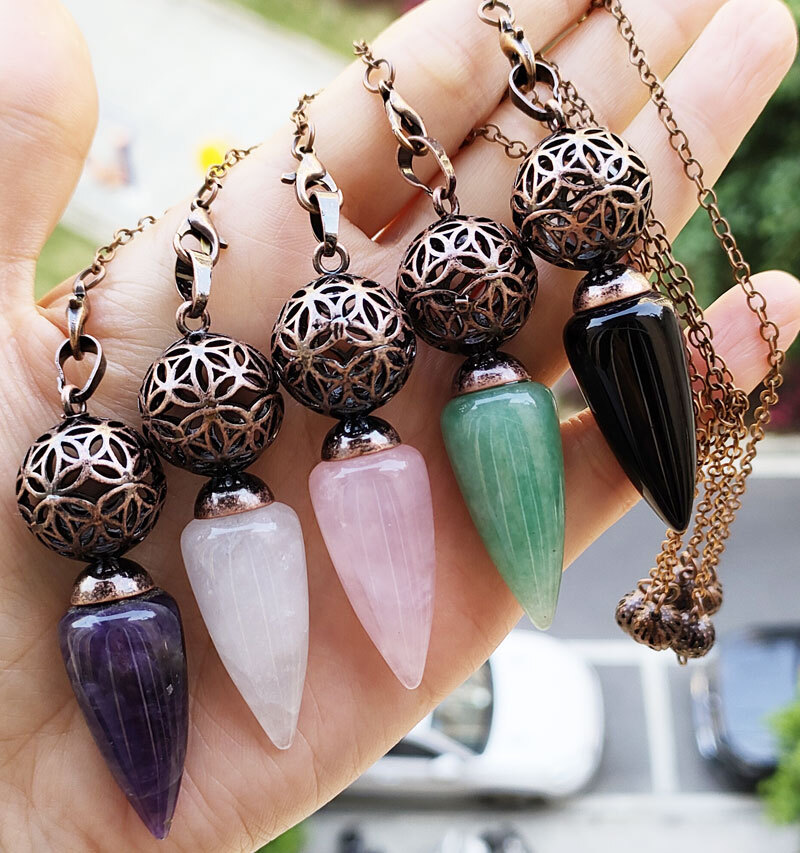 10pcs Amethyst Vary Gems Pendulum Pendant Energy Chakra Reiki Healing Amulet