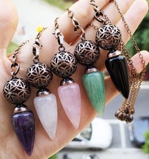 10pcs Amethyst Vary Gems Pendulum Pendant Energy Chakra Reiki Healing Amulet