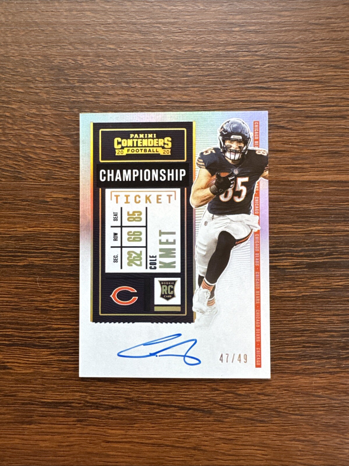 2020 Contenders - COLE KMET - Championship Ticket #/49 - Rookie RC Auto - Bears