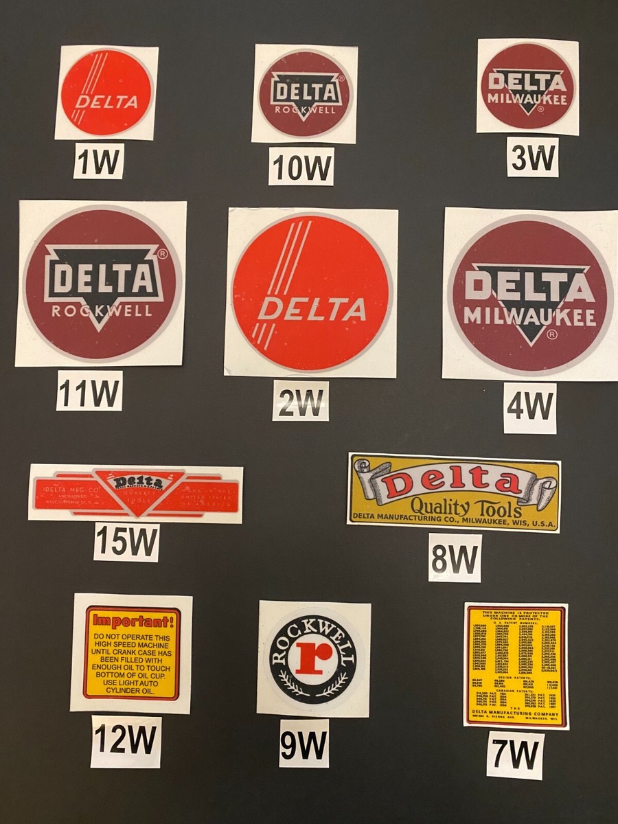 DECALS FOR VINTAGE DELTA ROCKWELL WOODWORKING MACHINERY *QUANTITY