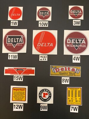 DECALS FOR VINTAGE DELTA ROCKWELL WOODWORKING MACHINERY  *QUANTITY 5*