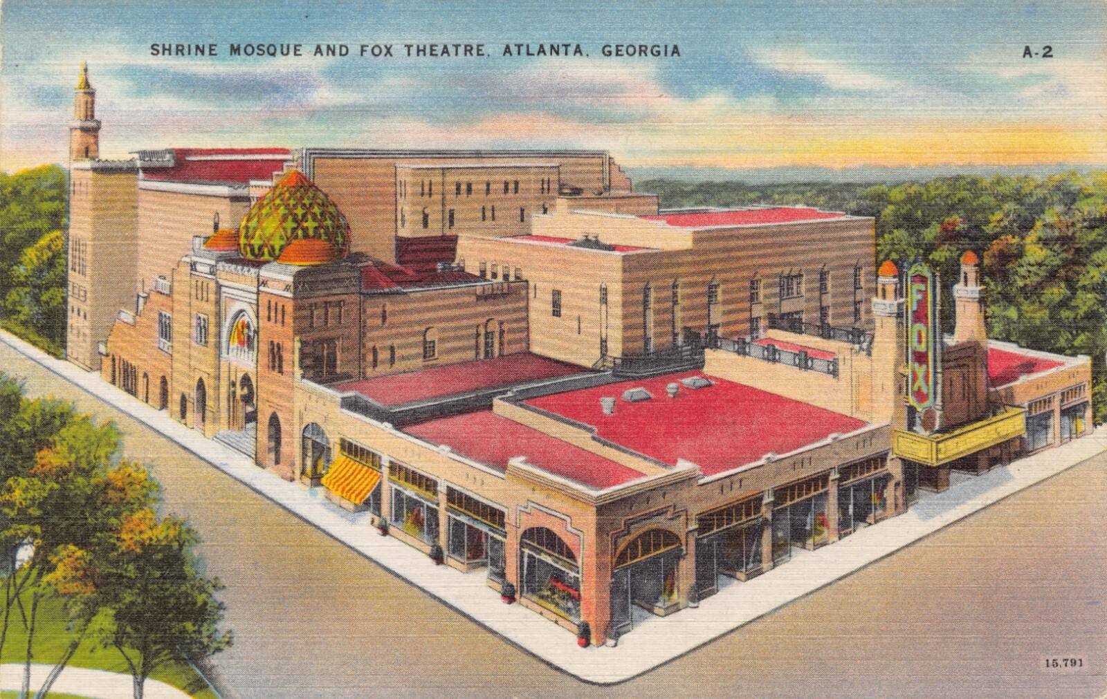 GA~GEORGIA~ATLANTA~SHRINE MOSQUE & FOX THEATRE~SHRINERS~C.1945 | eBay