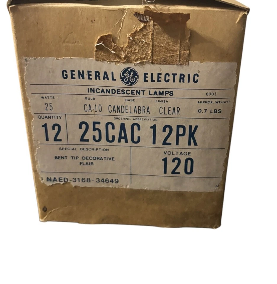 Vintage GE General Electric Flair Bent Tip Chandelight 25W Light Bulb Clear - Image 4 of 4