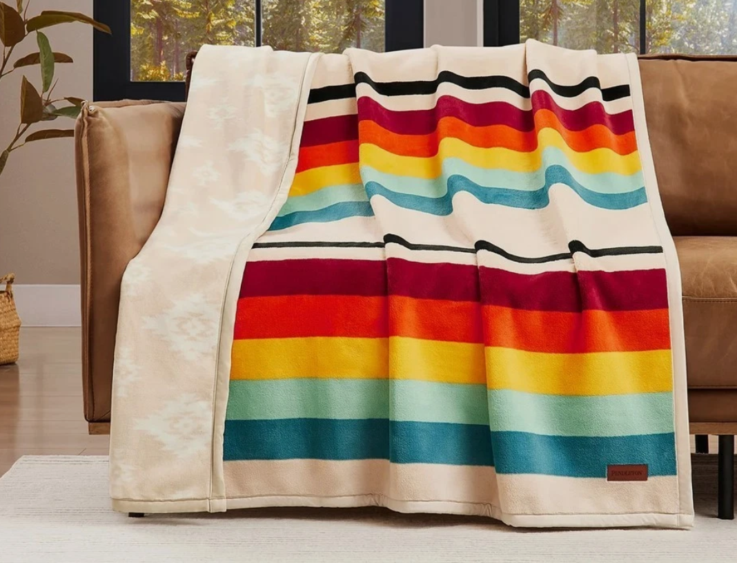 Pendleton Reversible Plush Throw Blanket, Soft, Cozy, Polyester 50