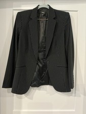 Victoria  s Secret Body Blazer, Black With Fine White Pin Stripes, Women Fitted 8