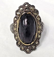 925 Sterling Silver Vintage Marcasite Cocktail Ring Sz 6.25  4 Grams