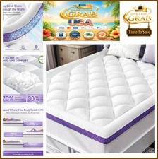 Queen Mattress Topper White Plush Pillow Top 1200 GSM Memory Foam Breathable