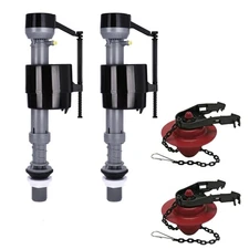 Toilet Tank Kit 2-Pack - Complete Parts: Universal Toilet Fill Valve and 2" T...