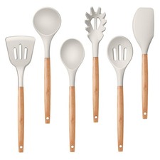 Cooking Utensils Set, 6 PCS Kitchen Utensils with Wooden Handle, Silicone Spa...