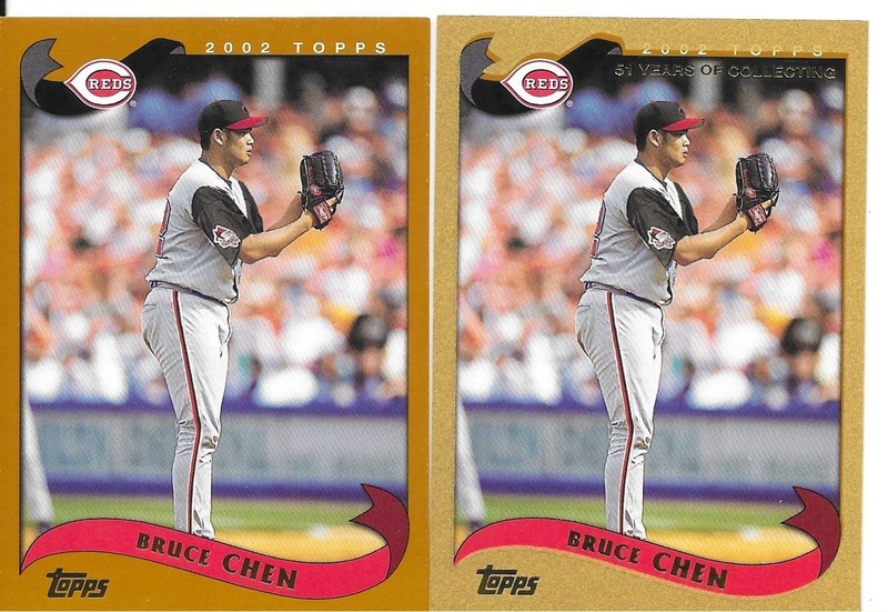 2002 TOPPS TRADED & ROOKIES 2 CARD LOT BRUCE CHEN SP + GOLD /2002