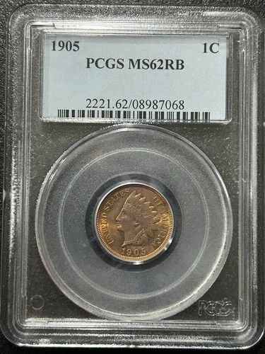 1905 1C PCGS MS62RB Indian Cent - Uncirculated, Red-Brown