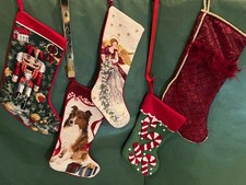 Christmas Stockings-Needlepoint Cat-Dog-Nutcracker-Crochet-Feather-Mini-You Pick