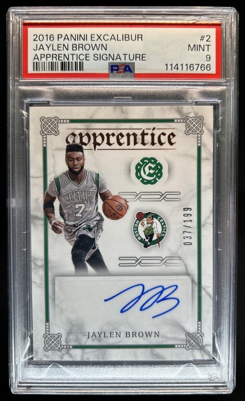 2016-17 Panini Excalibur Jaylen Brown Apprentice Signatures RC Auto #/199 PSA 9