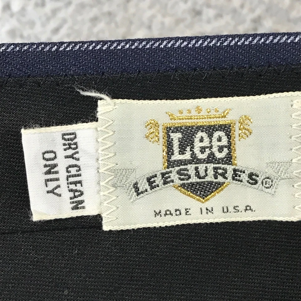 Pantalón de vestir Lee Leisures vintage años 70 a rayas azul frente plano pantalones informales 34 Foto 3 de 4
