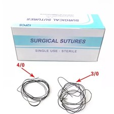 12Pcs/box Dental Surgical 3/0 4/0 Suture Silk Braided Non Absorbable Suture 75cm