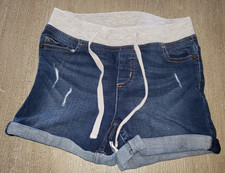 JUSTICE girls 12 SLIM DENIM SHORTS gray soft WAIST BAND PULL STRING CUFFS SUPER 