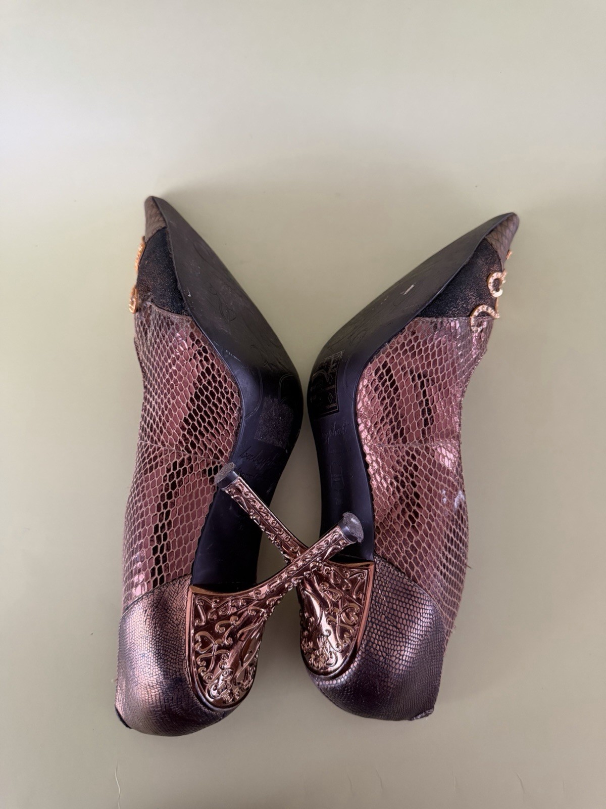 Baby Phat Rose Gold Python Baroque Embellished Pu… - image 5