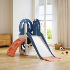 Kids Slide & Climber Set Baby Toddler Indoor Outdoor Playground Toy with Hoop