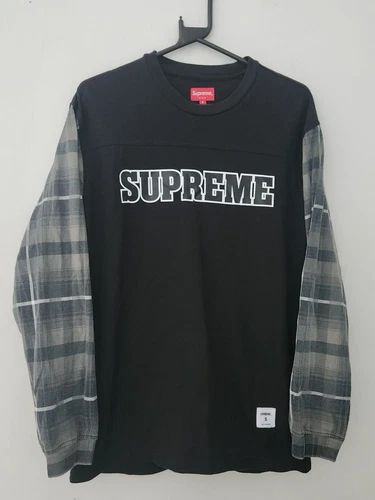 FW21 Supreme à Carreaux Manche L/S Haut TAILLE S T Shirt Noir T Shirt