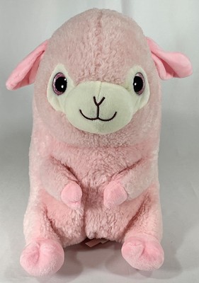 Nanco Belly Buddies Pink Sheep Lamb Plush Glitter Eyes Stuffed Animal Toy EUC