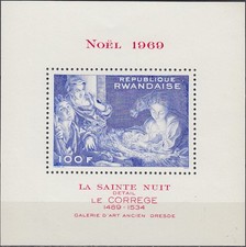 Rwanda S/S Christmas Correggio 1969 MNH-5 Euro