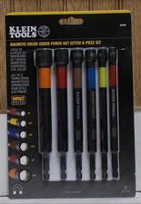 Klein Tools 32920G Magnetic Color-Coded Hollow Power Nut Setter 6 Piece Set
