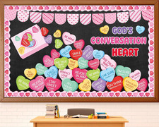 Valentine'S Day Conversation Heart Bulletin Board Set Decorations Christian Swee
