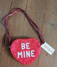 NWT Cat  Jack Girls Crossbody Valetines Day Be Mine Pink Glitter Heart Purse
