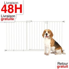 PawHut Barrière de sécurité bébé et chien 74-148 cm, porte automatique sans