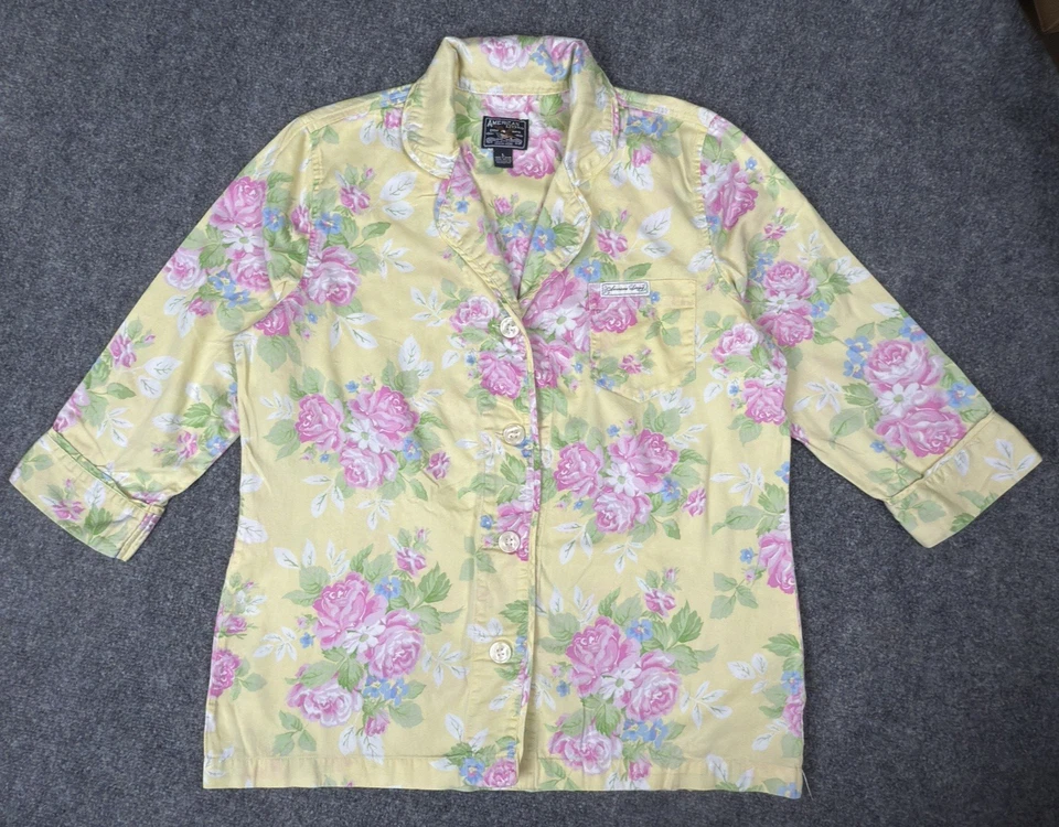 Juego de pijama American Living para mujer L amarillo floral casa de campo Shabby Chic Y2K Foto 2 de 4