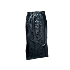Norma Kamali Black Rayon Acetate Pencil Skirt High Waist Slit Women's Size 8