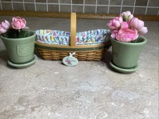 LONGABERGER  CC Miniature PEONY -May Series Basket Combo w/Flowers And 2 Pots
