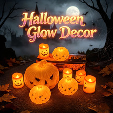 Halloween Pumpkin Lantern Light Skull Ghost LED Candle Lamp Party Decor Prop
