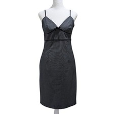 EXPRESS NWT Stretch Sheath Dress Dark Gray Spaghetti Strap Bow Detail Size 6