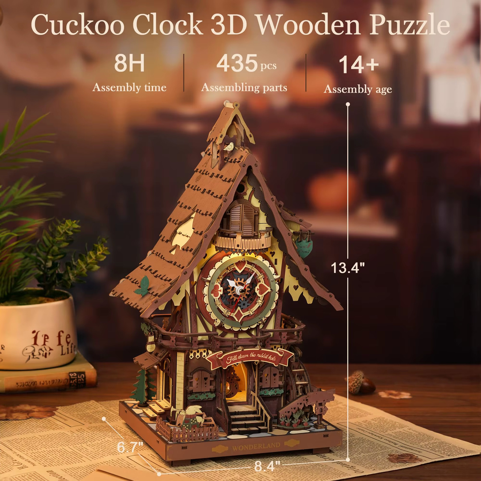 ROKR Cuckoo Clock Mechanical 3D Wooden Puzzle Christmas Cuckoo Clock Building Ki