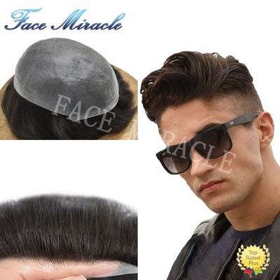 Toupee for Men Super Thin Skin PU V-Looped Men's Hair Piece Human Hair System