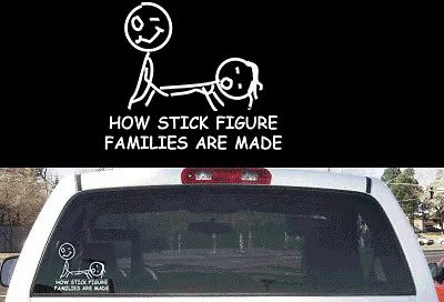 FGD Funny The Making of a Stick Figure Family Vinyl Decal 9.75