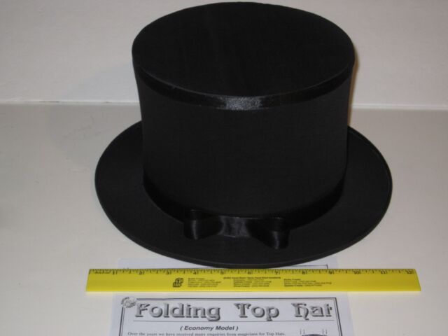 Magician's Folding Top Hat Collapsible Hat Folds Flat & Pops Open Costume Trick