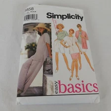 Simplicity 8858 Sewing Pattern Pants Shorts Skirt Top Cardigan Size XS-S-M Cut