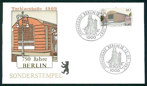 BERLIN FDC 1987 750 YEARS BERLIN ARCHITECTURE TURBINE HALL 1909 m3640